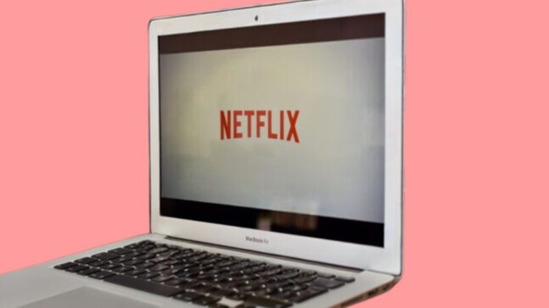Netflix collage laptop pink